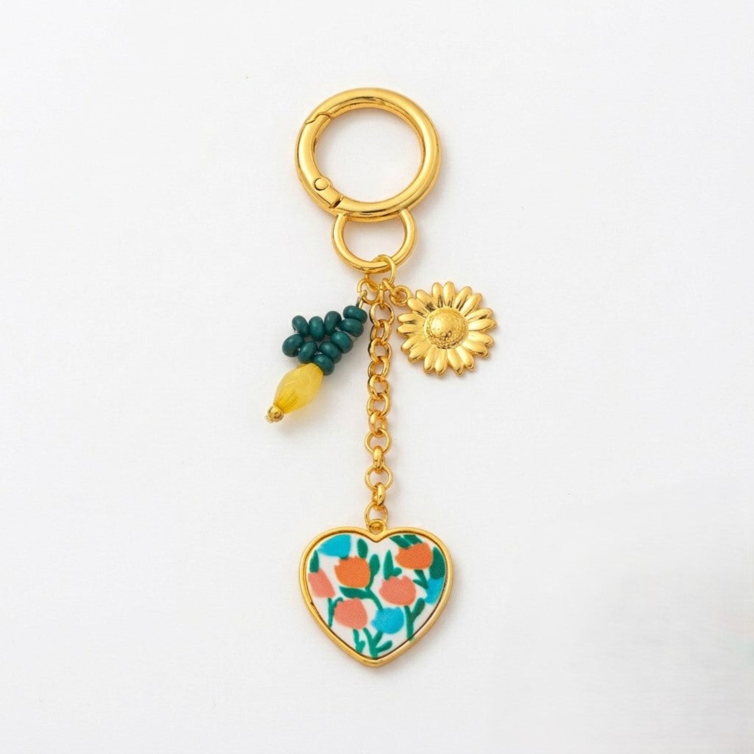 Gold Floral Heart Keychain MWK0055