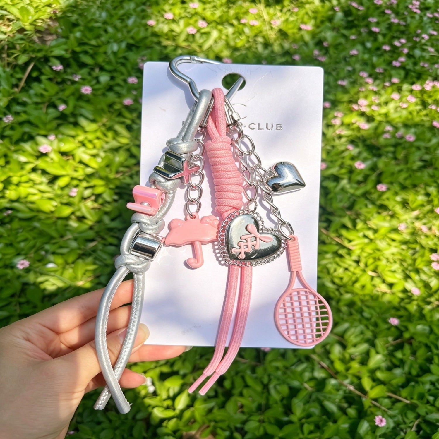 Pink Silver Charm Keychain MWK0068