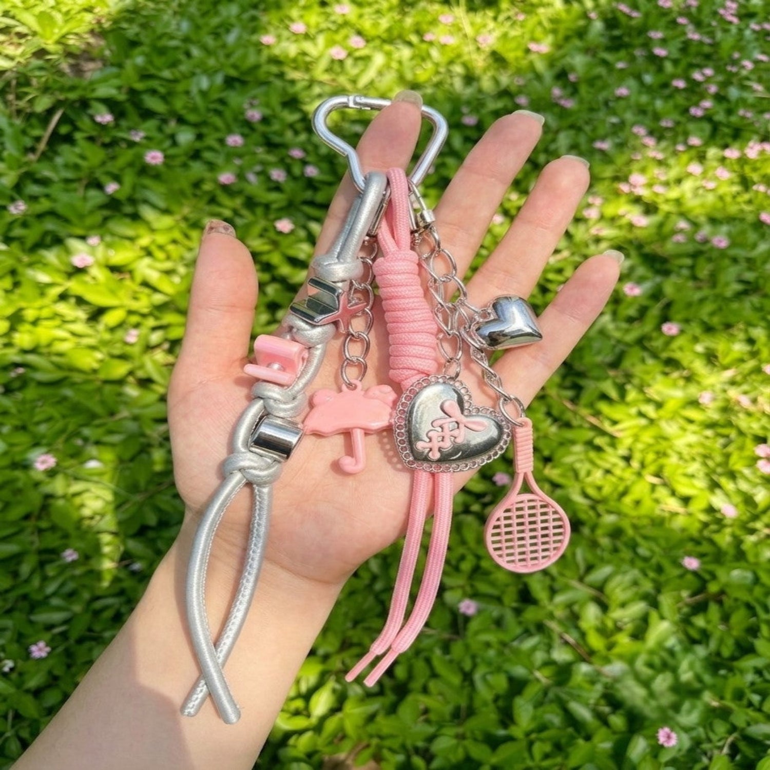 Pink Silver Charm Keychain MWK0068