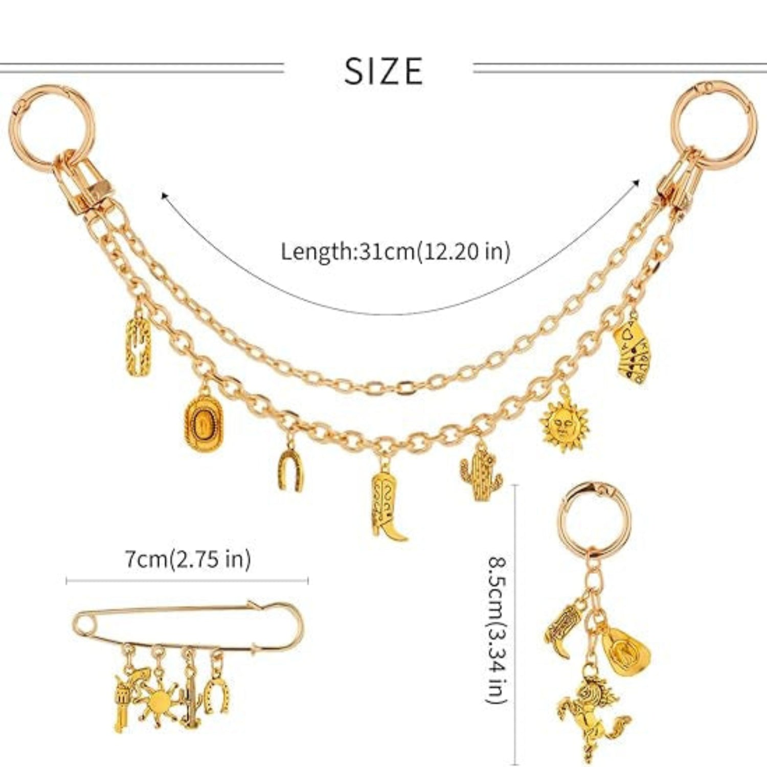 Gold Western Bag Charms MWK0072