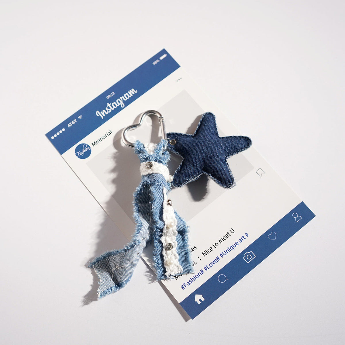 Blue Denim Star Ribbon Bagcharms MWK0074