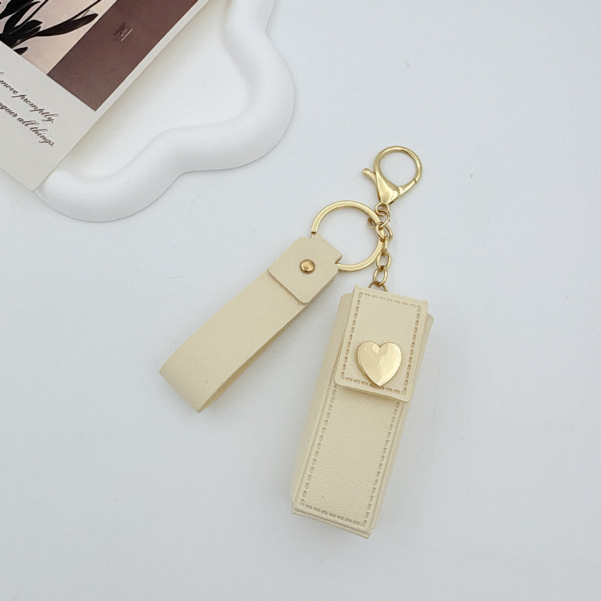 Cream Heart Lipstick Holder Bagcharms MWK0096
