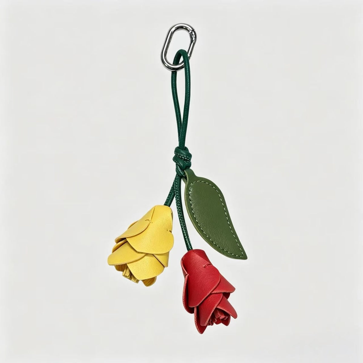 Double color flower and Green leaf Bagcharms MWK0100