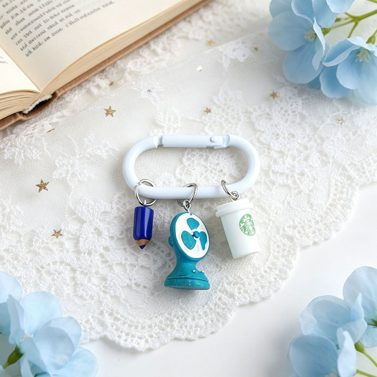 Blue Cute Stationery & Coffee Bag Charm MWK0104