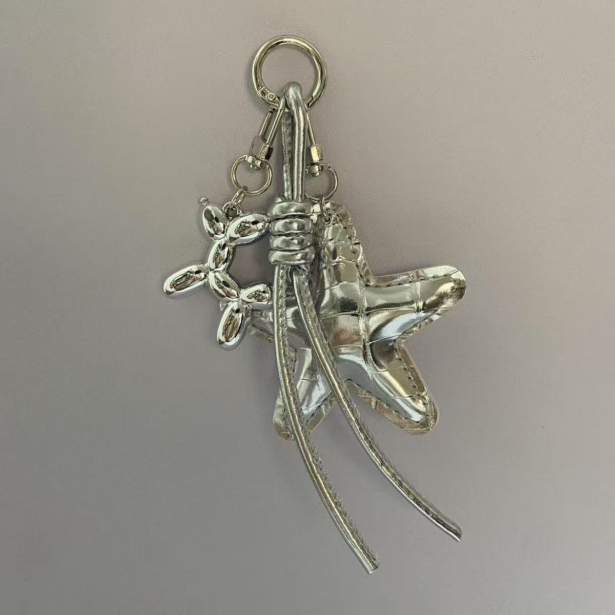 Silver Star Ribbon Bag Charms MWK0126