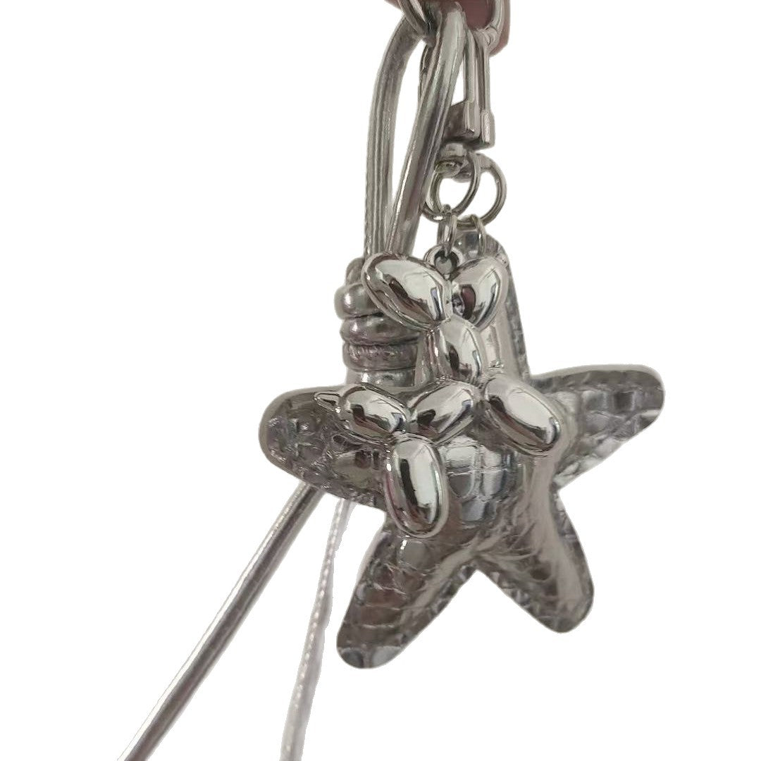 Silver Star Ribbon Bag Charms MWK0126