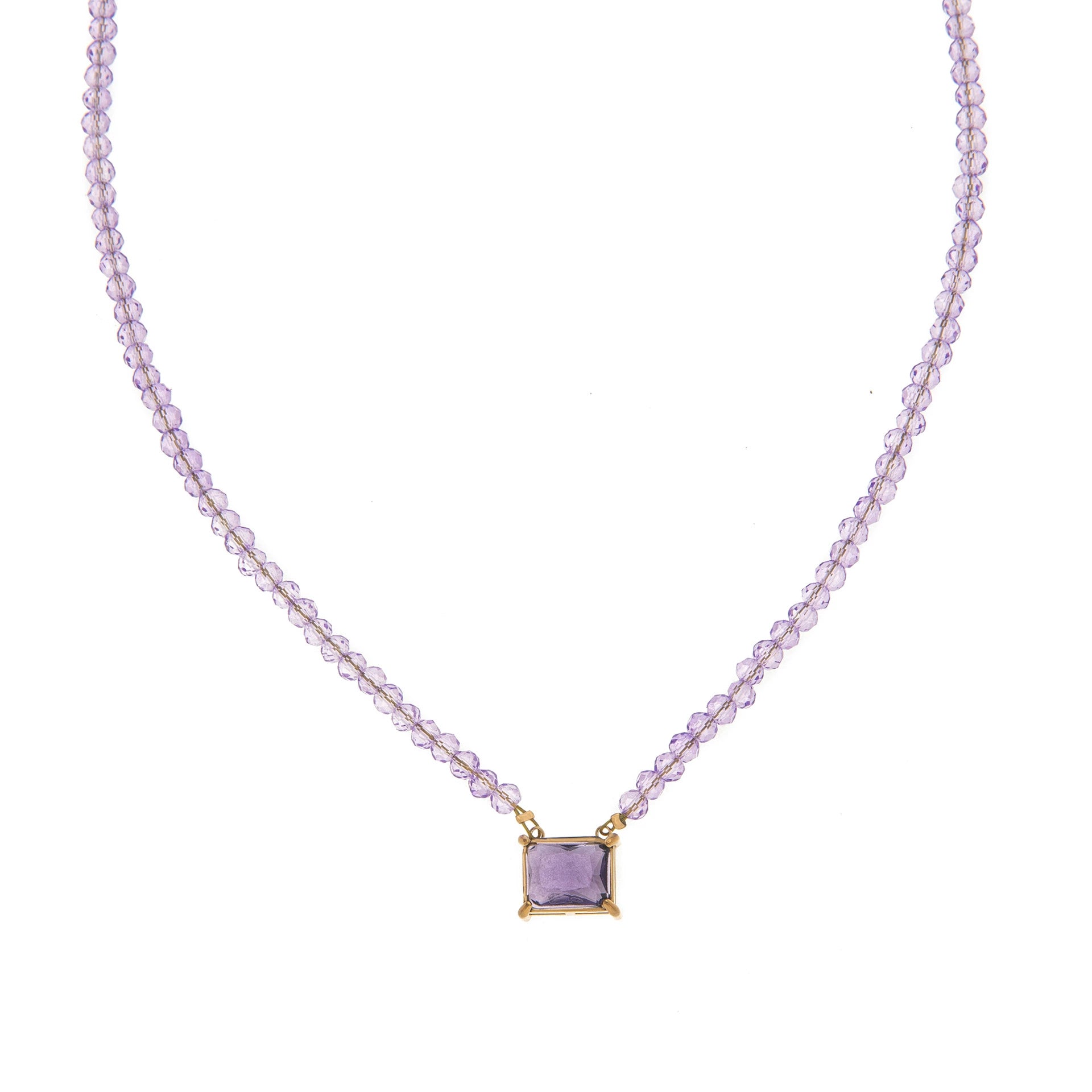Geometic Zircon Pendant Crystal Rice Bead Necklace jltn1447