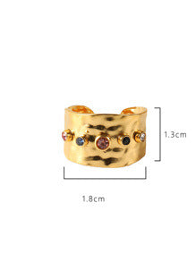 Hammered Artificial Ring with Multicolor Stonesjltr0255