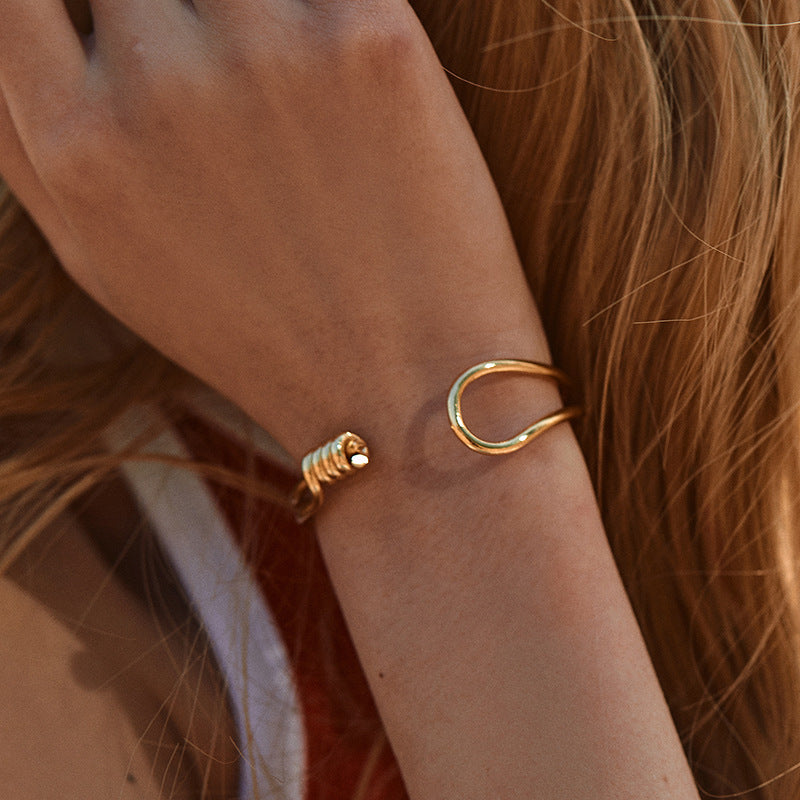 Just lil things Artificial Double-Wire Open Cuff – Sleek Loop Design Bracelets jltb0304