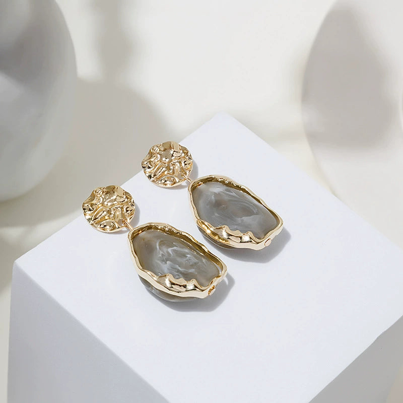 Resin marble grey earrings JLT11233