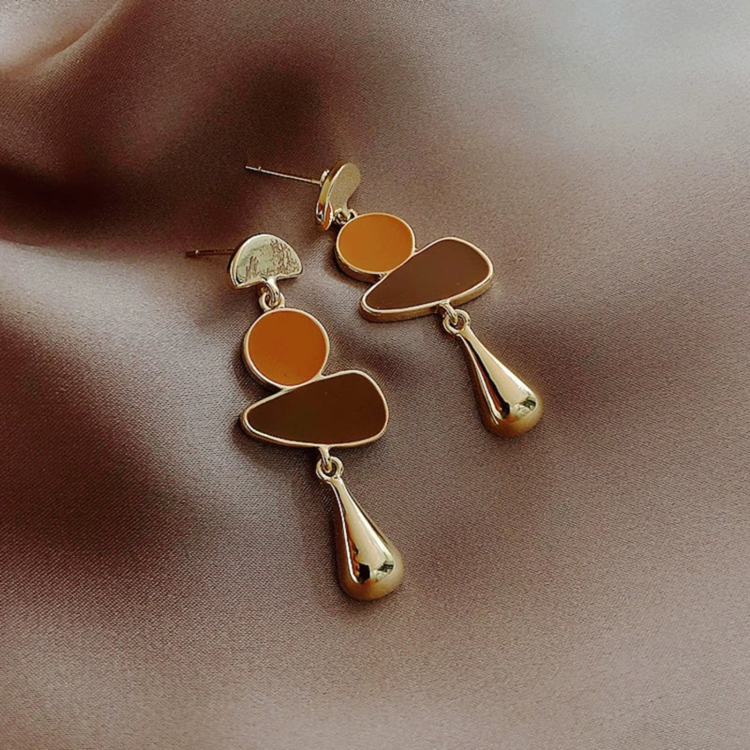 Geometric Abstract Gold Drop Earrings jlt11578