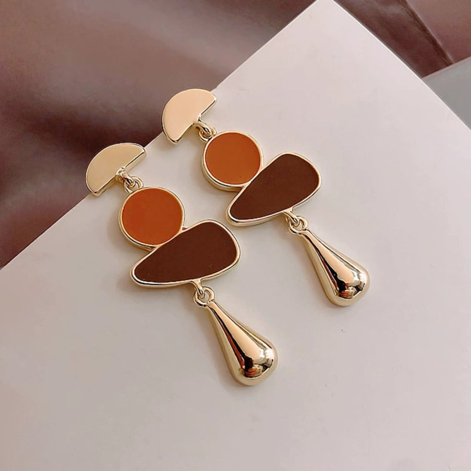 Geometric Abstract Gold Drop Earrings jlt11578