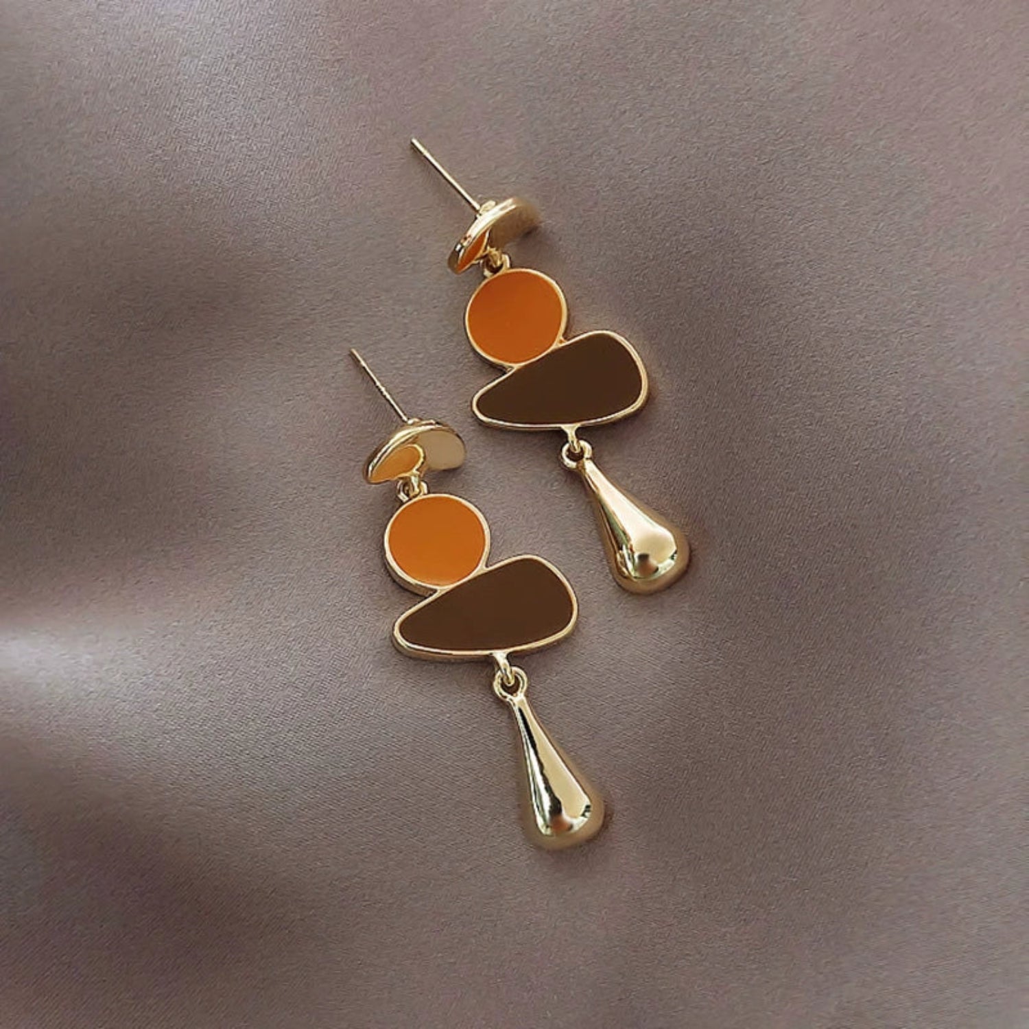 Geometric Abstract Gold Drop Earrings jlt11578