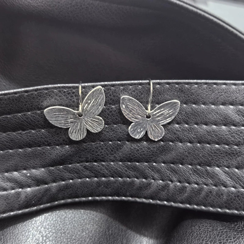 Delicate Silver Butterfly Dangle Earrings jlt11588