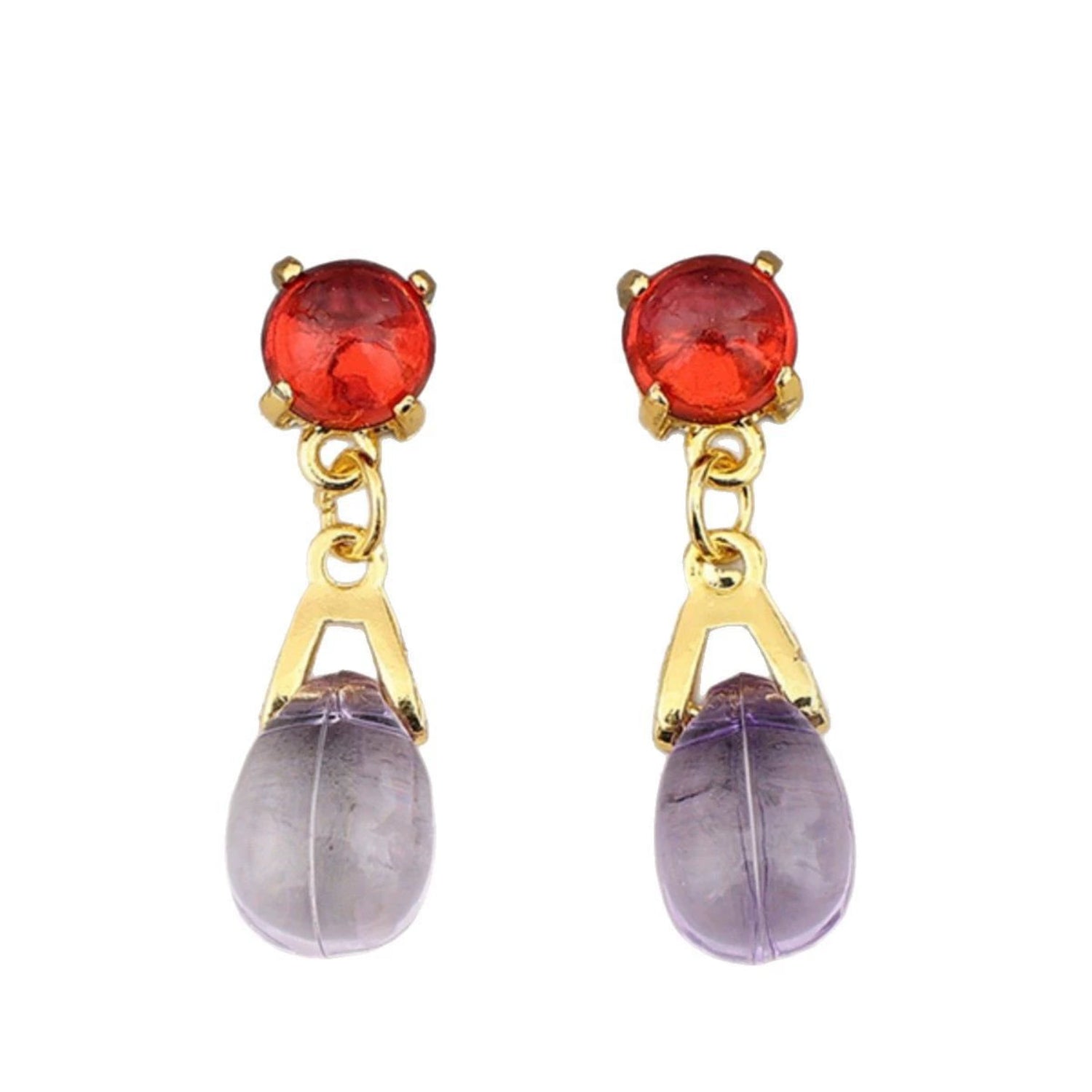Luxury Amethyst and Ruby Drop Earrings jlt11593