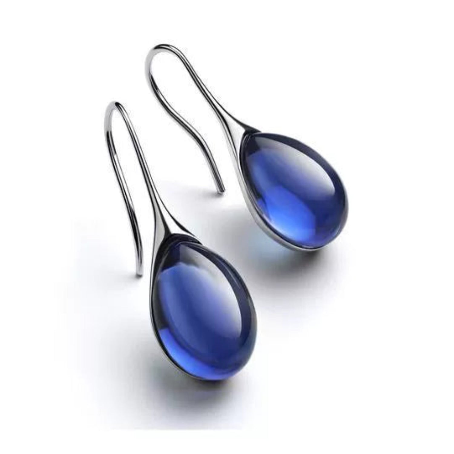 Purple Amber Teardrop Earrings-jlt11604
