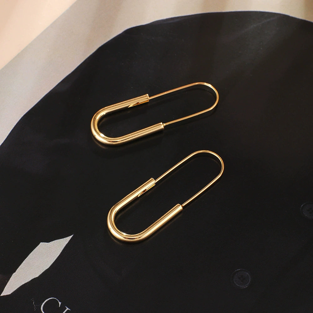 Minimalist Gold U-Shaped Drop Earrings JLT11662