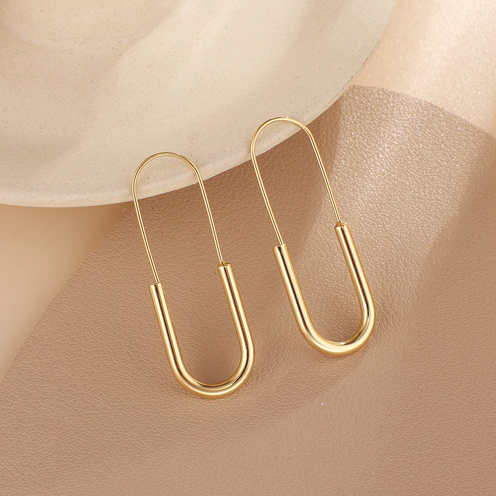 Minimalist Gold U-Shaped Drop Earrings JLT11662