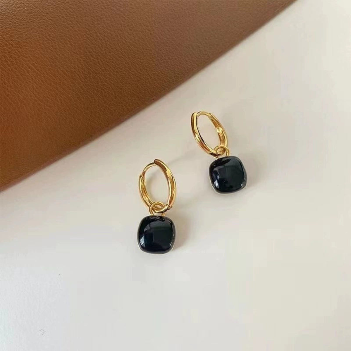 Black Onyx Hoop Earrings JLT11687