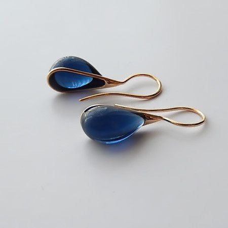 Blue Teardrop Glass Earrings jlt11689