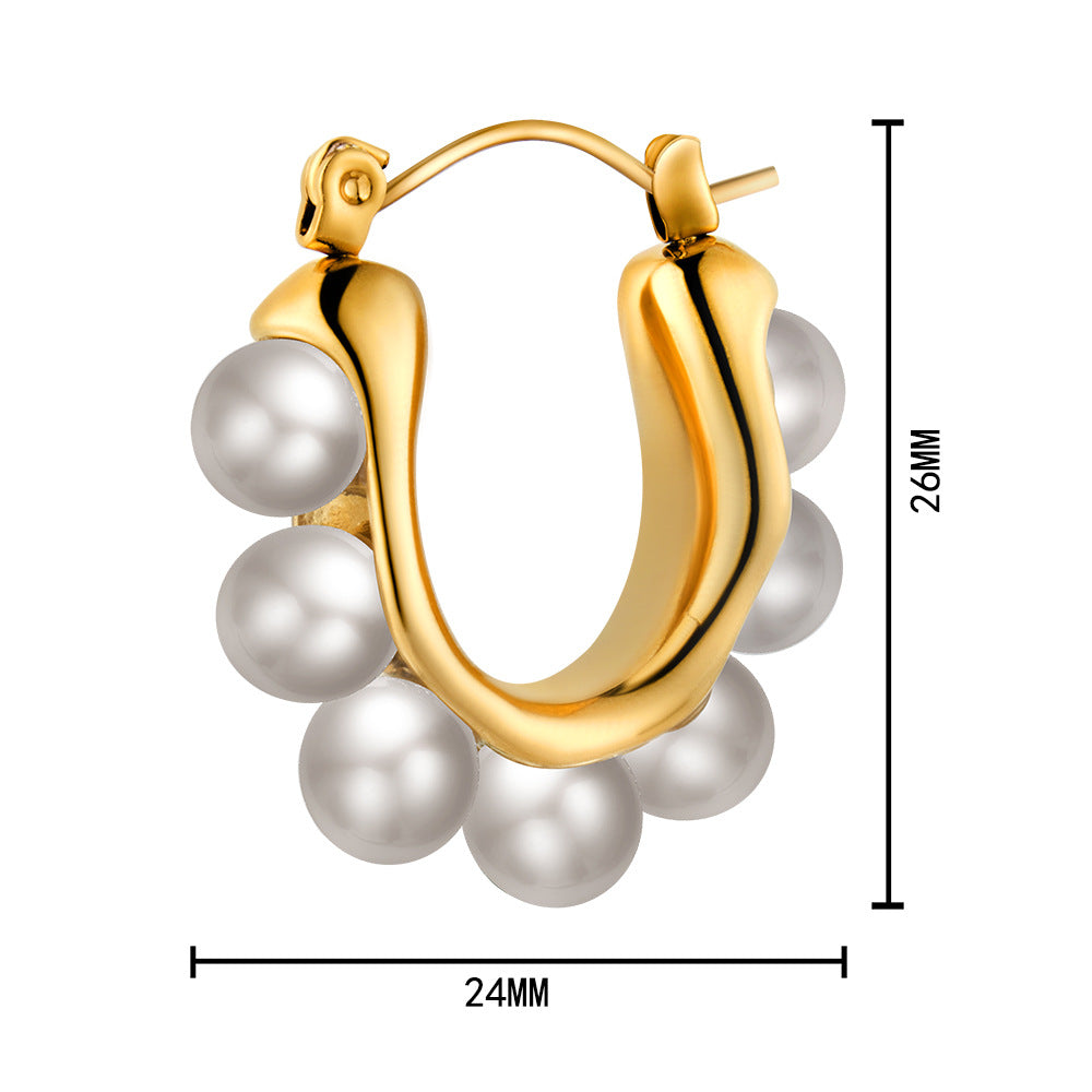Gold Hoop Earrings with Pearl Accents jlt11729