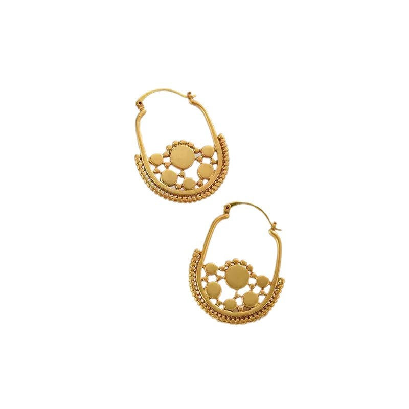 Intricate Tribal Gold Hoop Earrings JLT11760