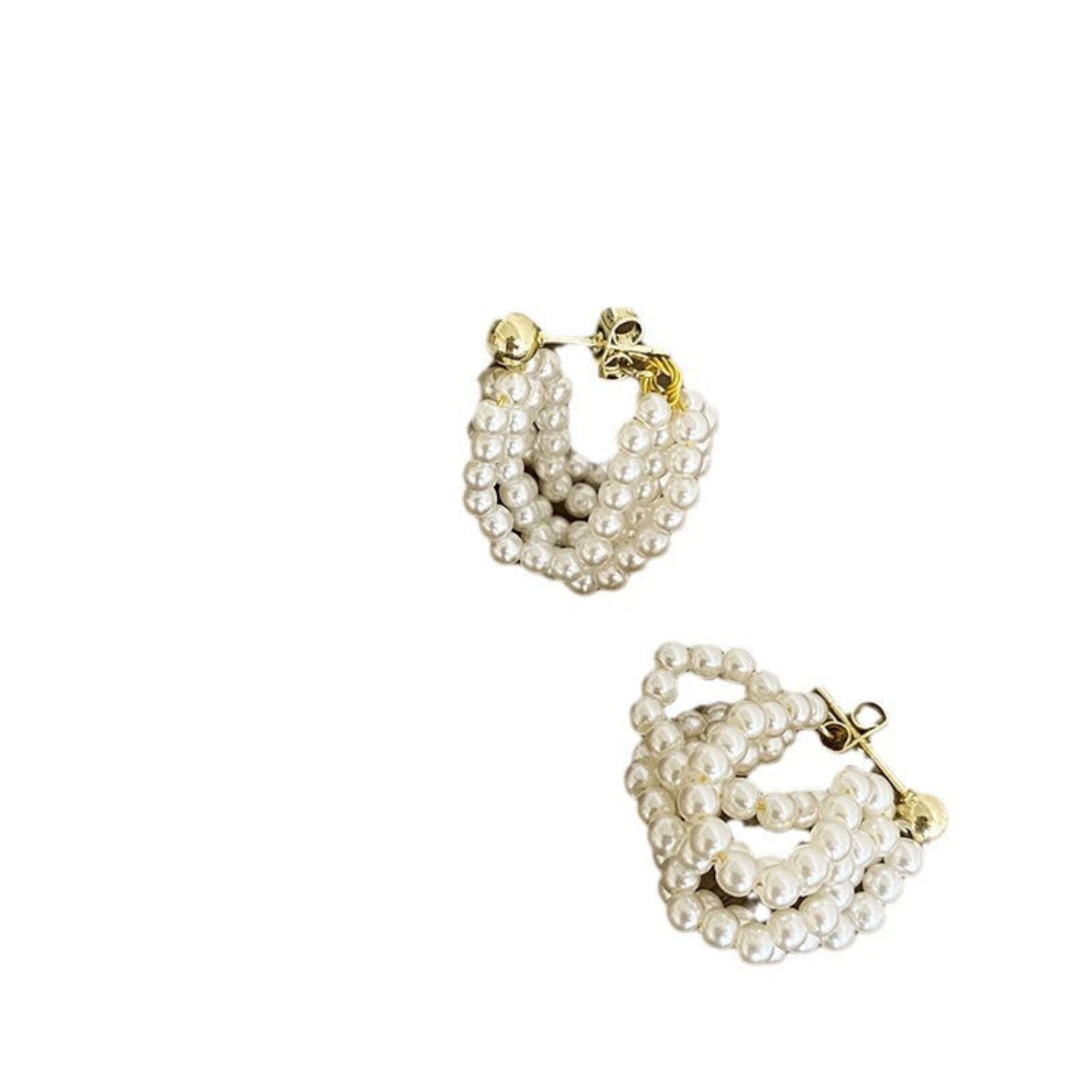 Statement Clustered Pearl Hoop Earrings jlt11768