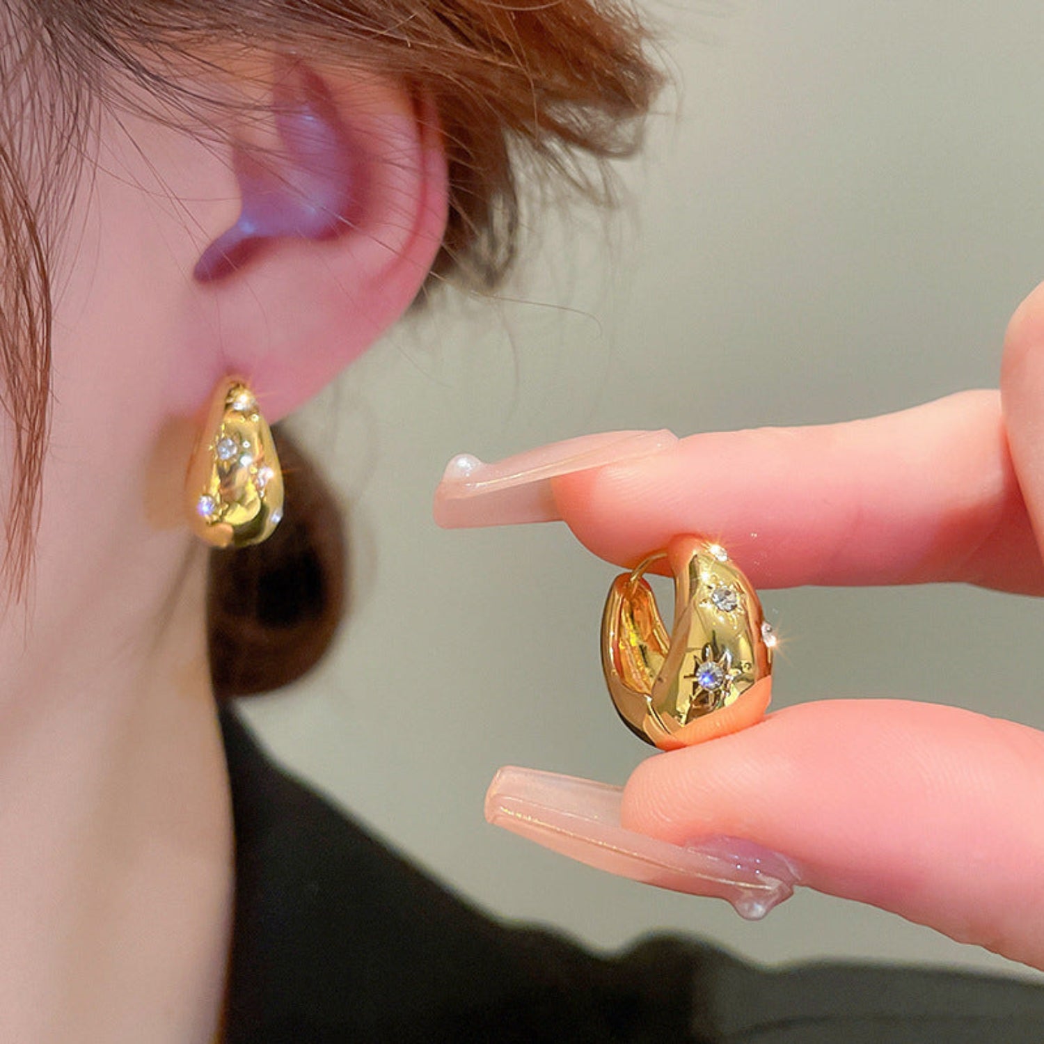 Gold Celestial Starburst Hoop Earrings JLT11965