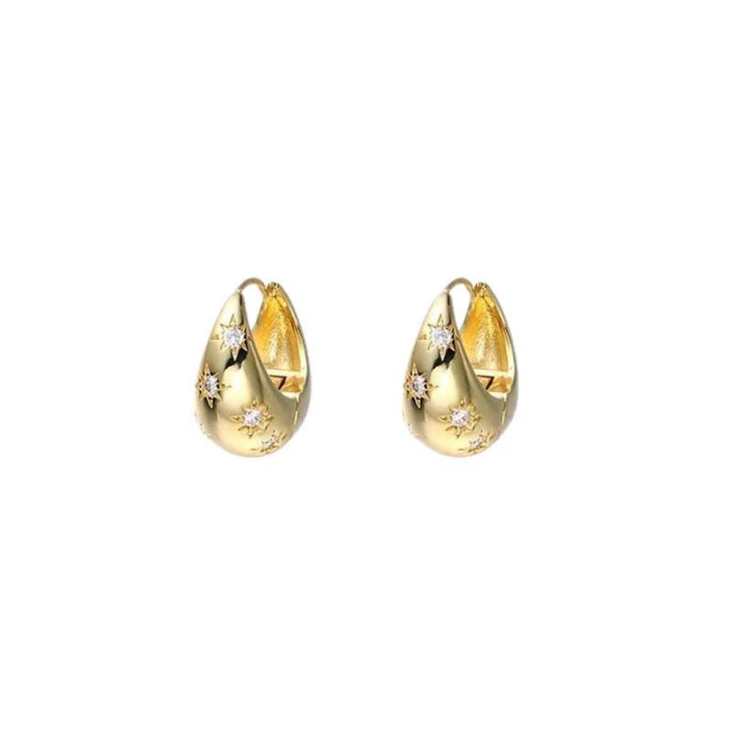 Gold Celestial Starburst Hoop Earrings JLT11965