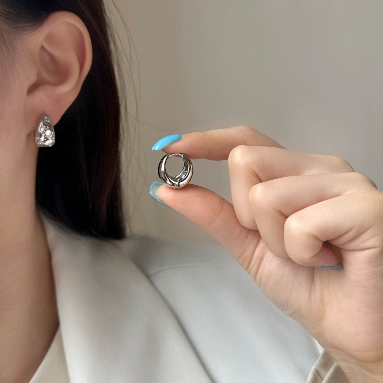 Just Lil Things Silver Hoop Earrings jlt11966