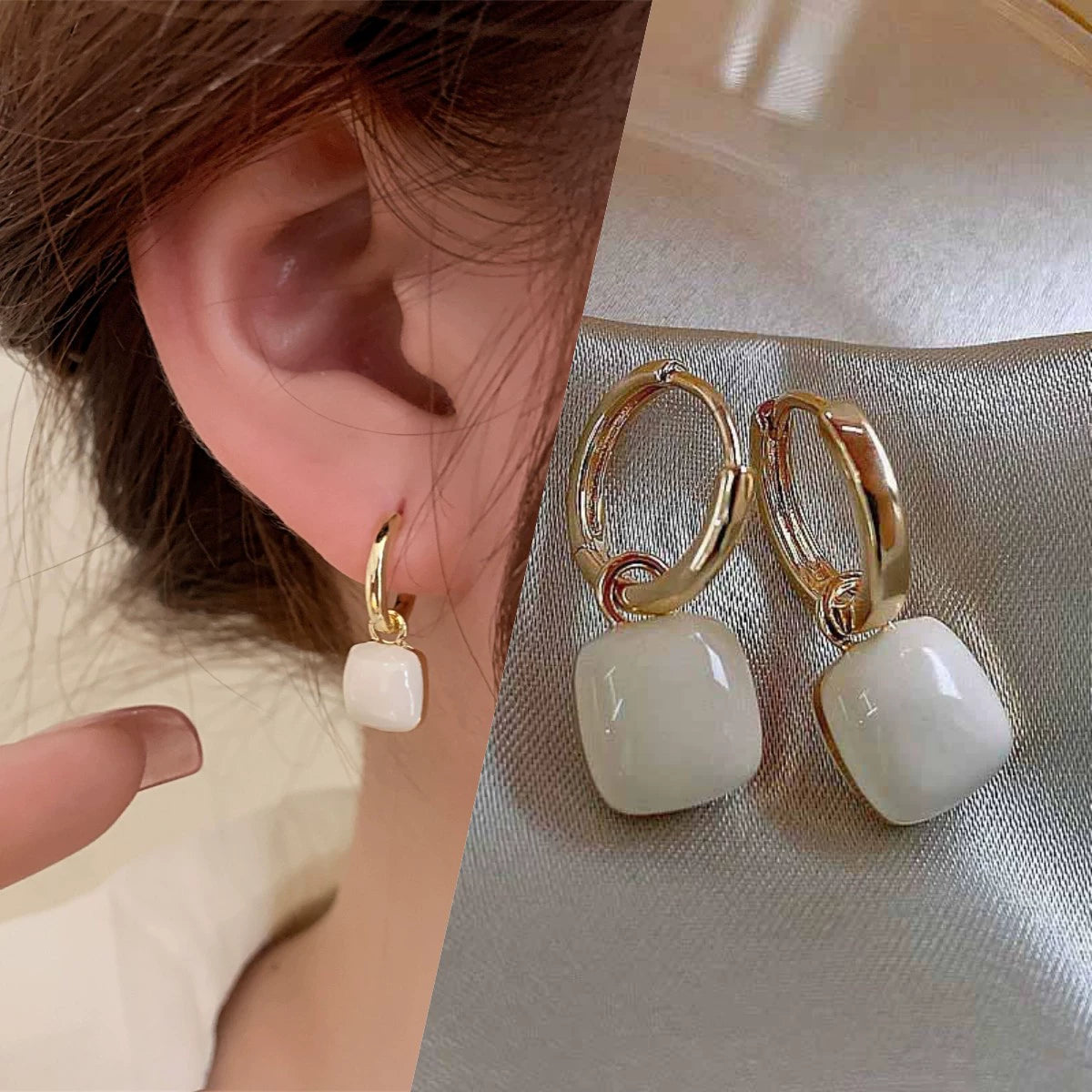 Just Lil Things White Hoop Earrings jlt12092