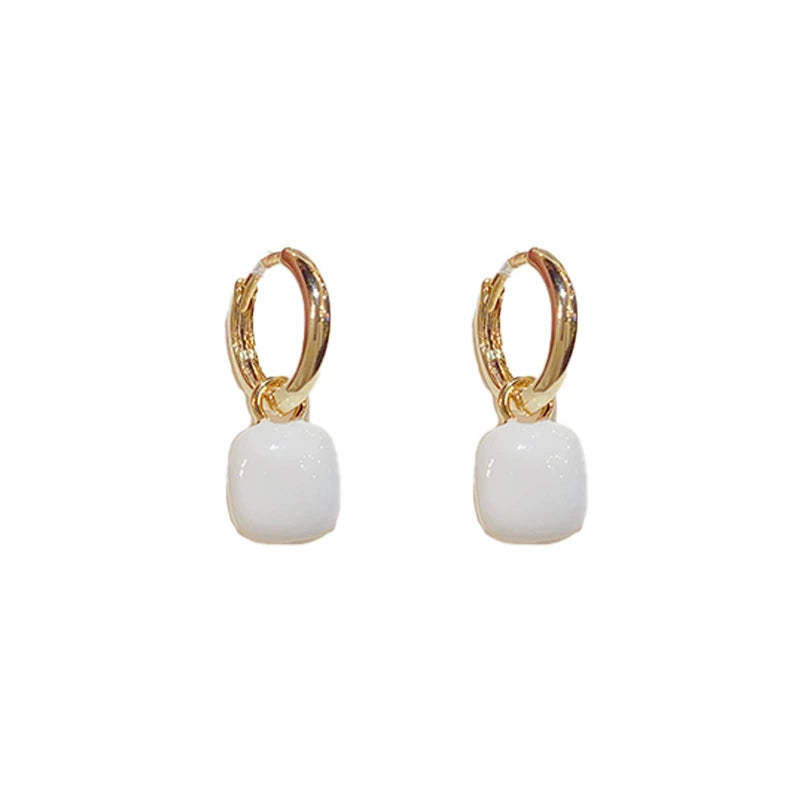 Just Lil Things White Hoop Earrings jlt12092