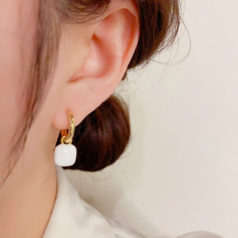 Just Lil Things White Hoop Earrings jlt12092