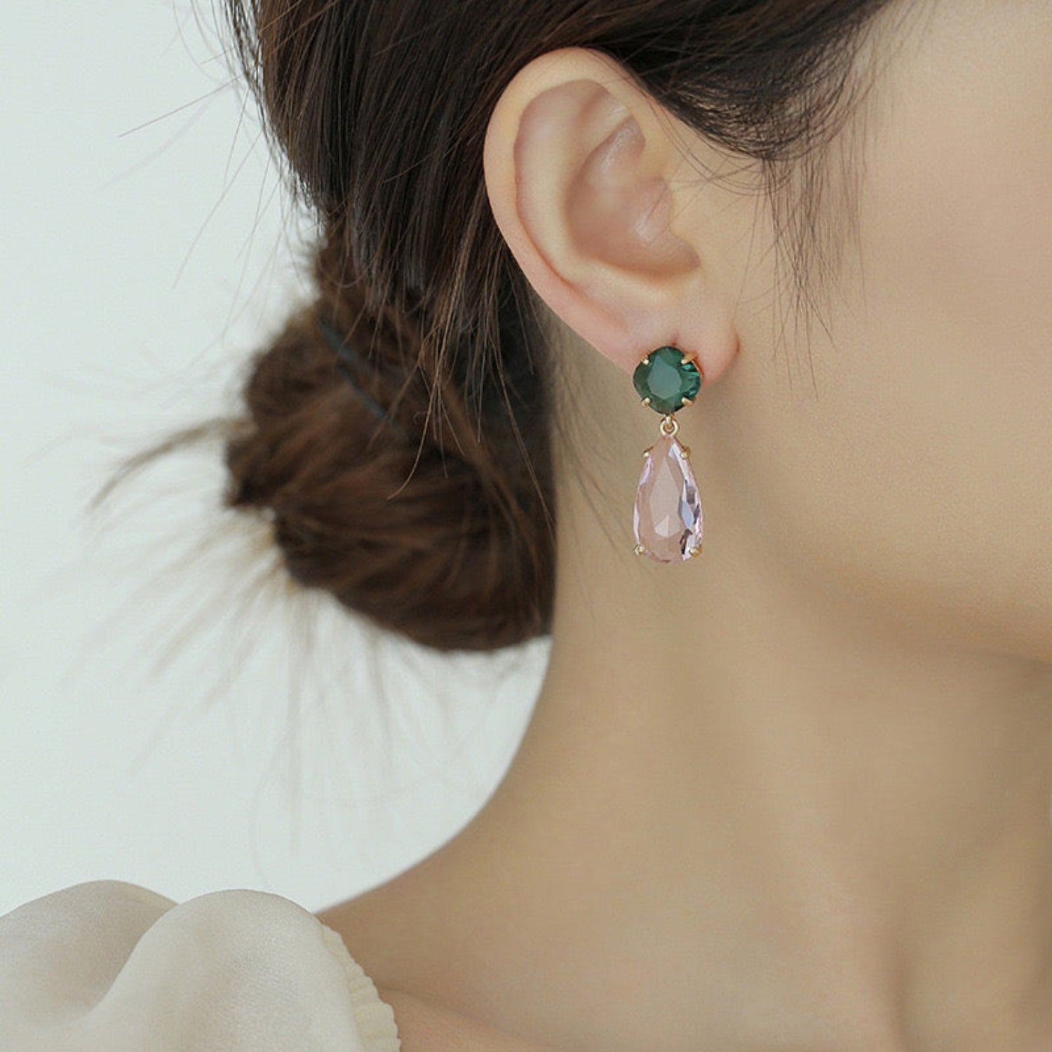Emerald and Rose Crystal Drop Earring JLT12148
