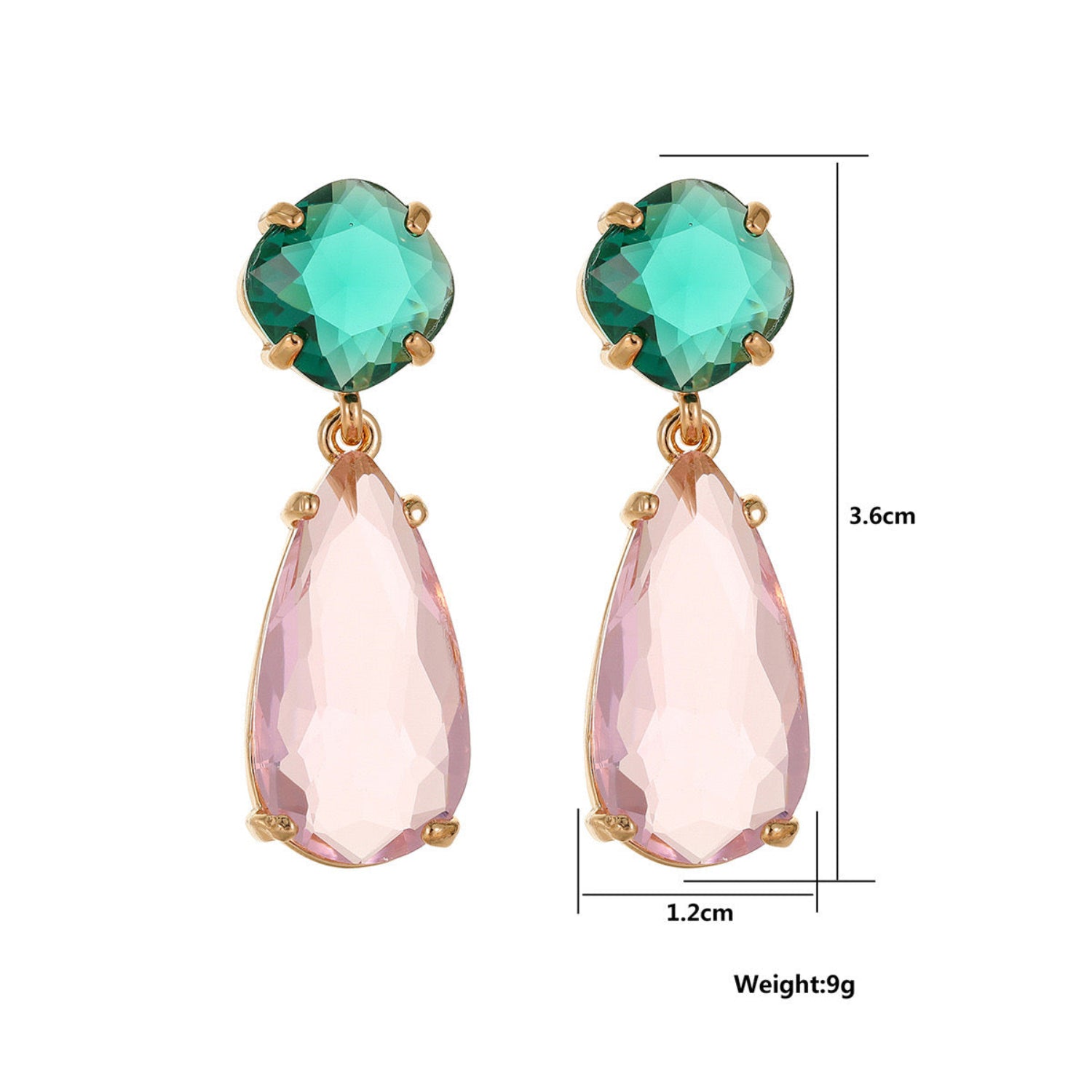 Emerald and Rose Crystal Drop Earring JLT12148