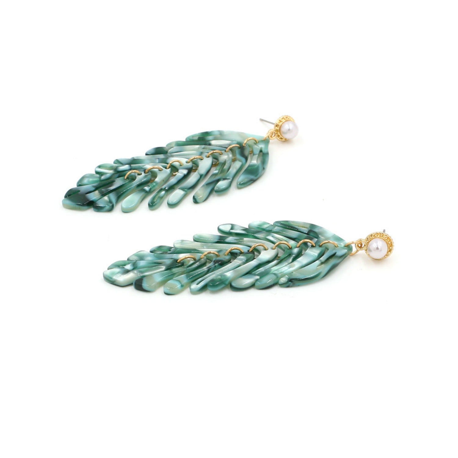 Leaf Dangle Drop Green Earrings jlt12764