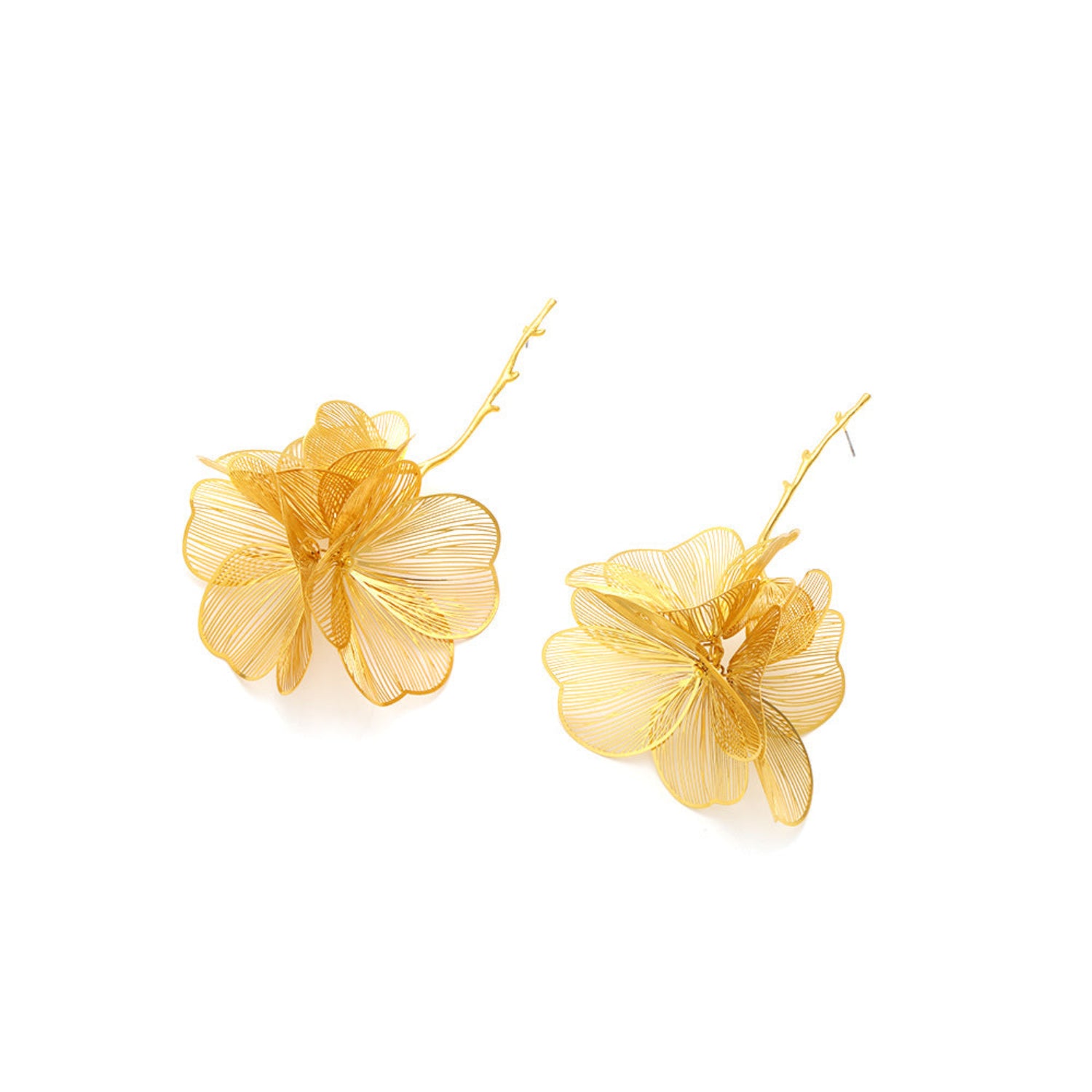 Transparent Flower Gold Drop Earrings jlt12766