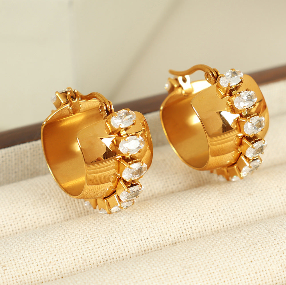 Elegant Glam Pearl Gold Hoop Earrings JLT12787