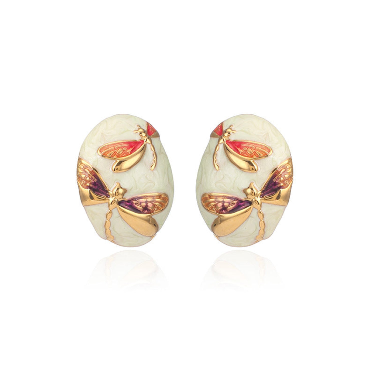 Oval Dragonfly Stud Earrings JLT12806