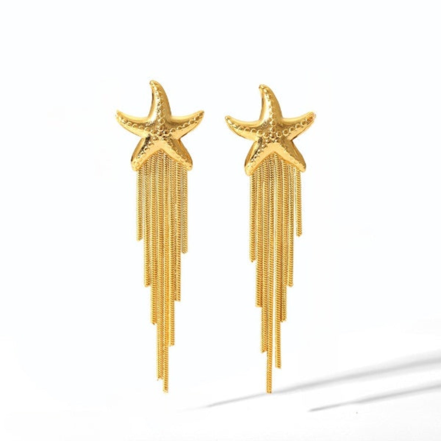 Twinkling Starfish Tassel Chain Hanging Earrings JLT12817