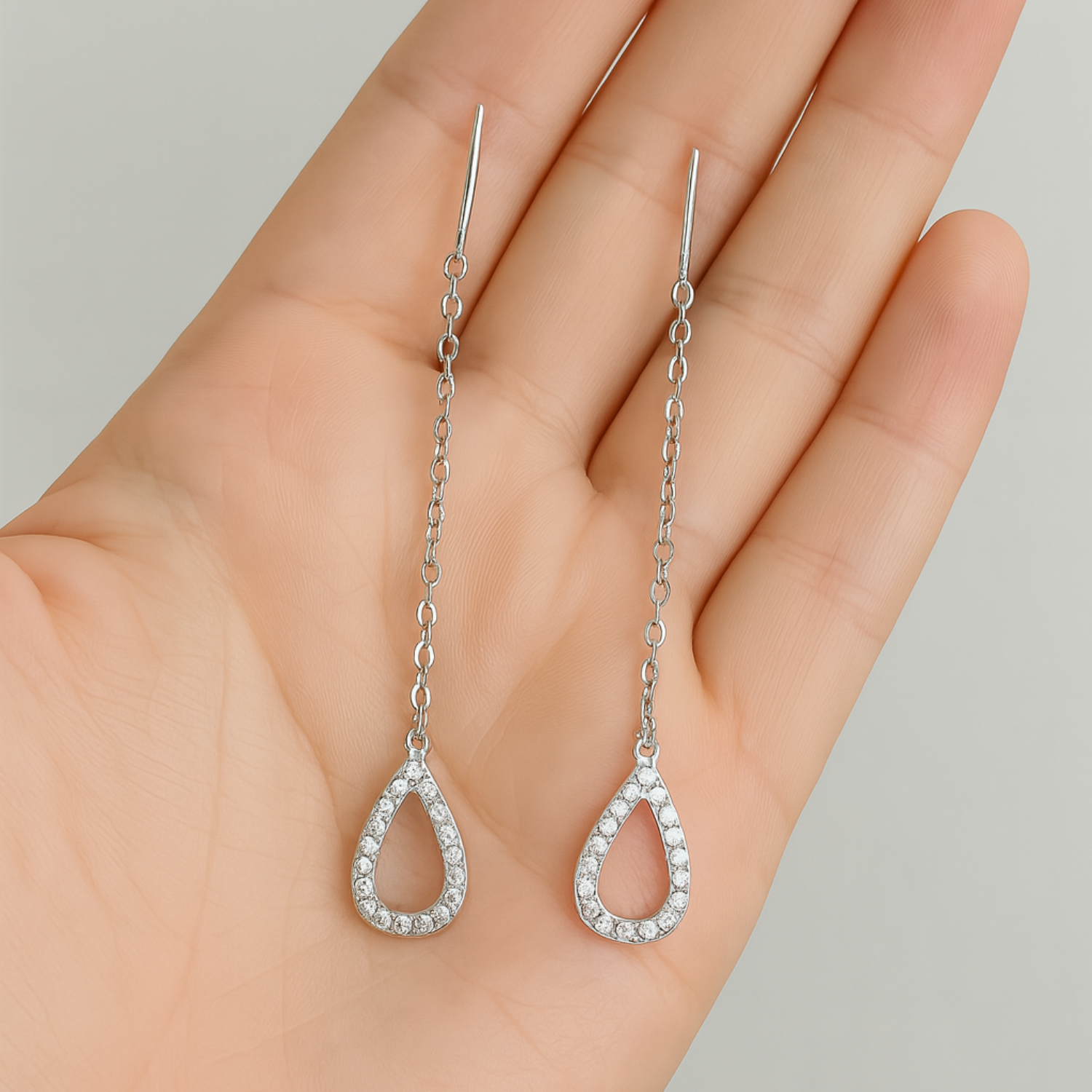 Needle Tassel Silver Drop Earrings JLT12849