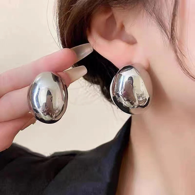 Lustrous glossy three-dimensional simple large earrings jlt13096