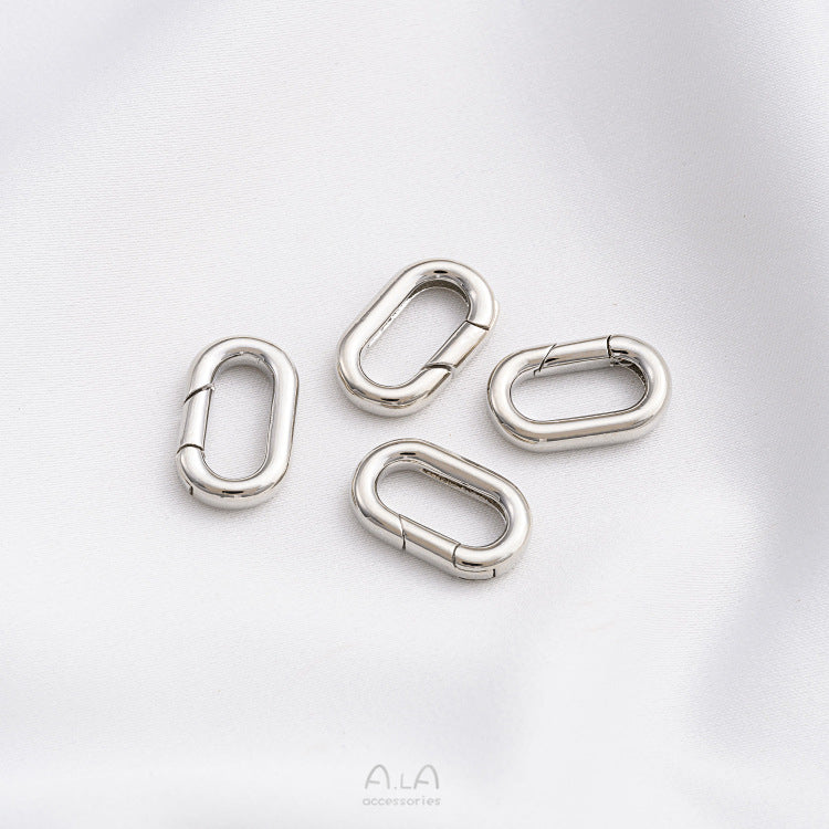 silver round oval spring buckle earrings jlt13110
