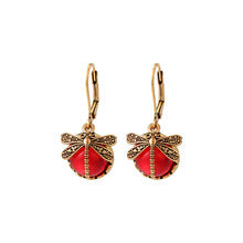 Dragonfly red Crystal Dangle Earrings jlt13136