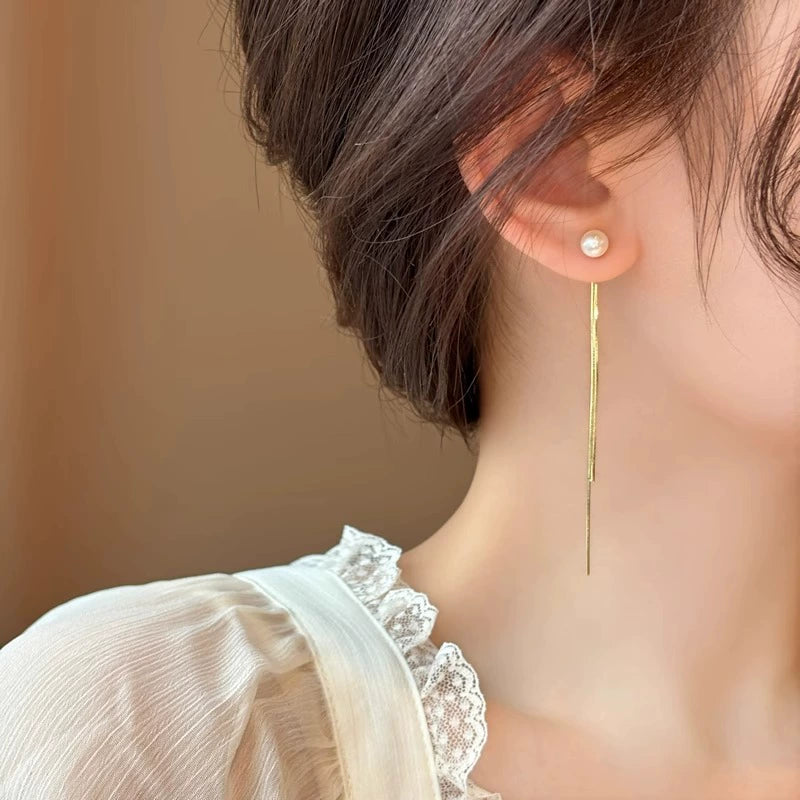 gold needle tassel earrings jlt13155