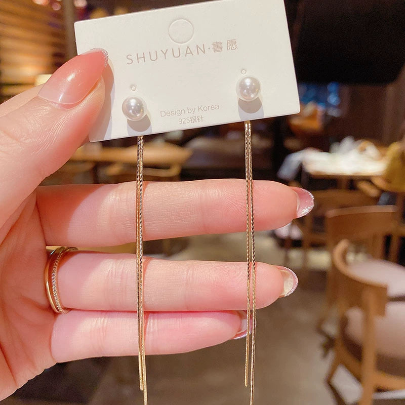 gold needle tassel earrings jlt13155