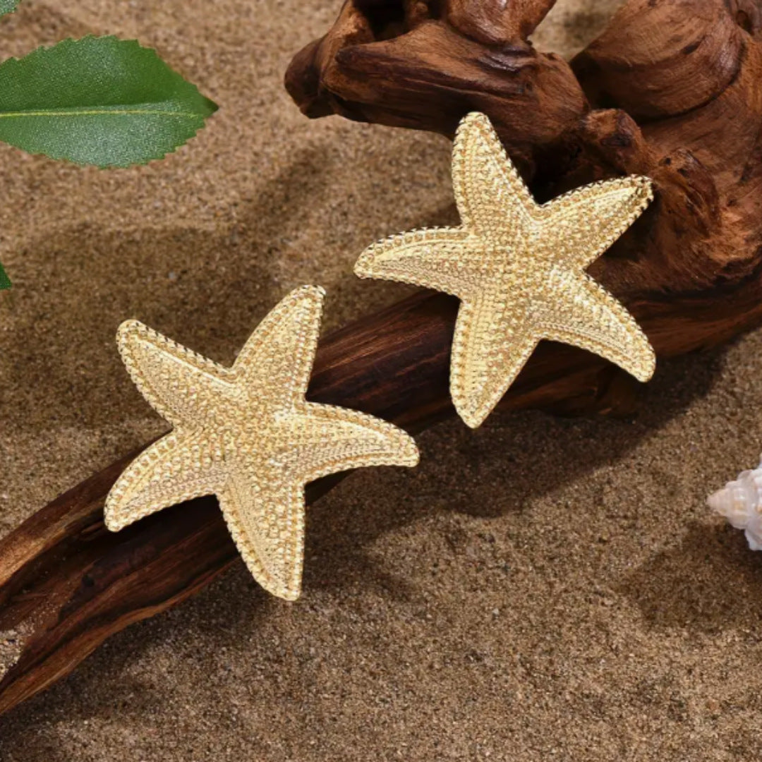 Five-pointed star fish texture earrings jlt13162