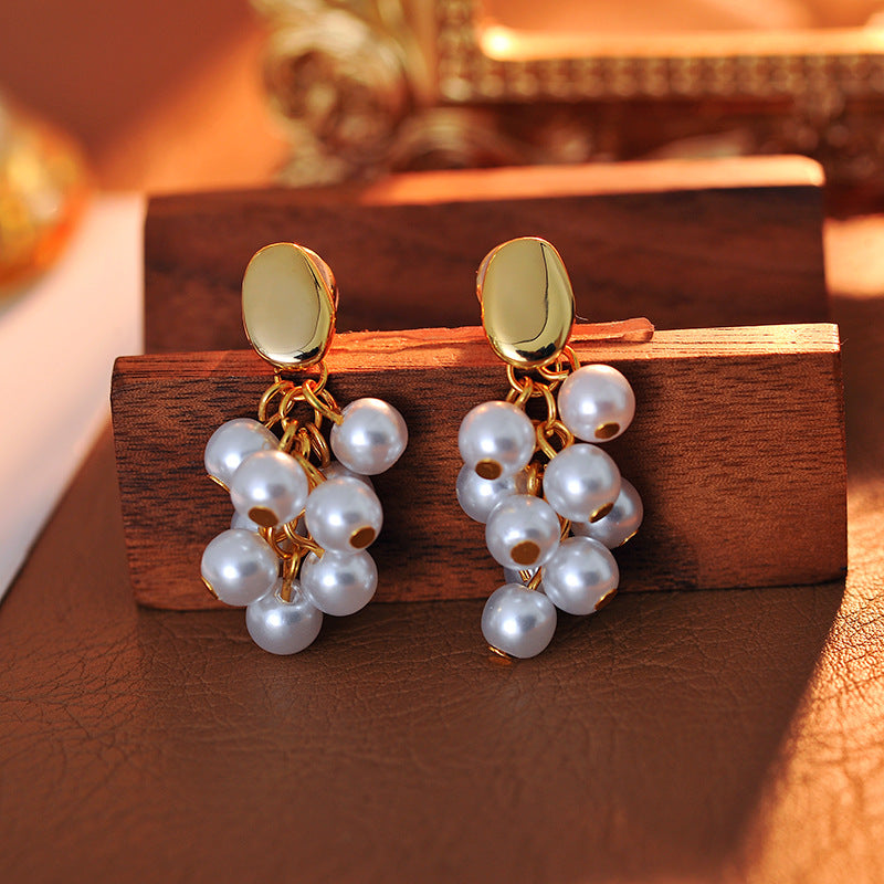 grape string pearl tassel earrings jlt13174