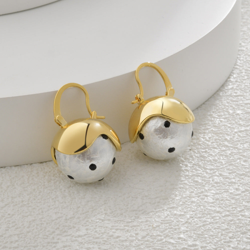 polka dot cotton beads pearl earrings jlt13175