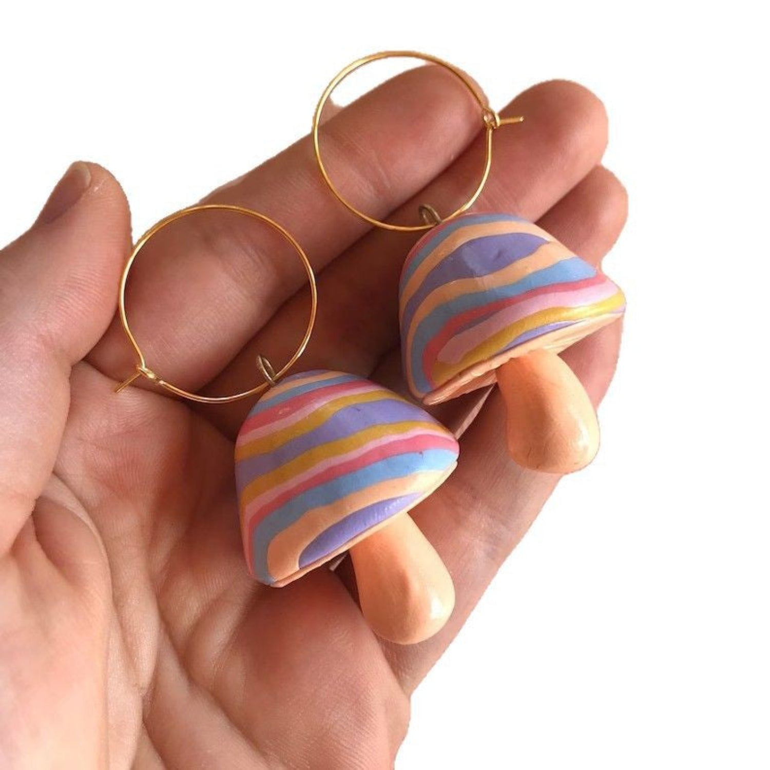 Multi-layer magical mushroom hoop earrings jlt13178